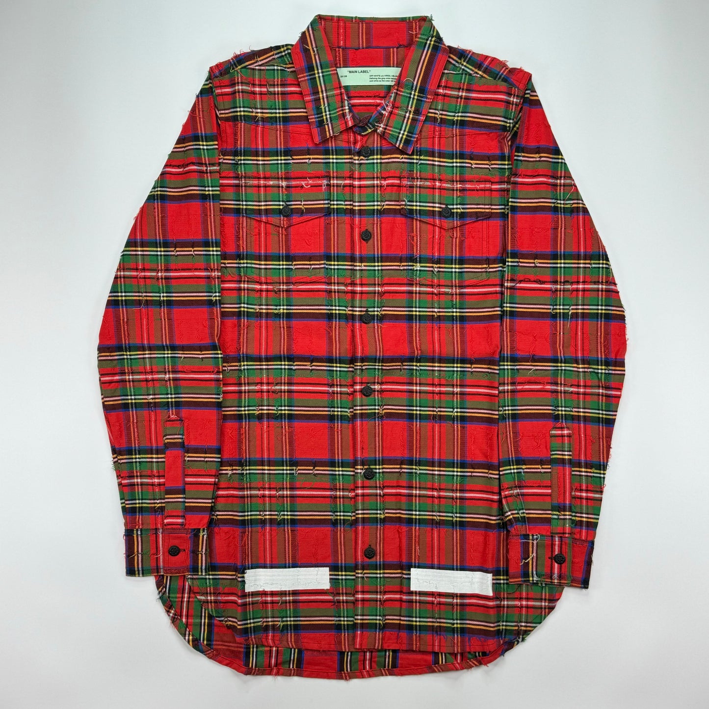 Off-White Distressed Red Flannel