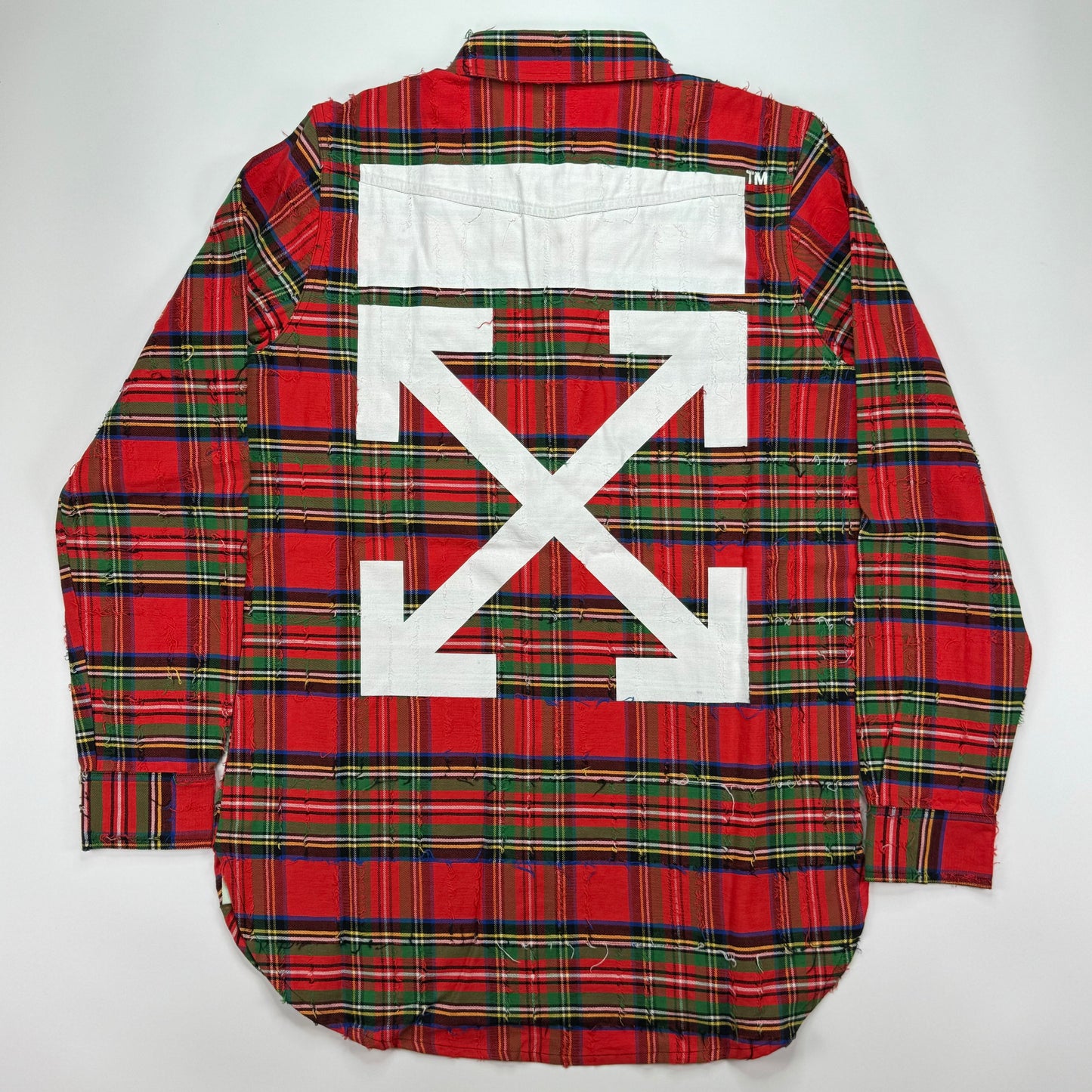 Off-White Distressed Red Flannel