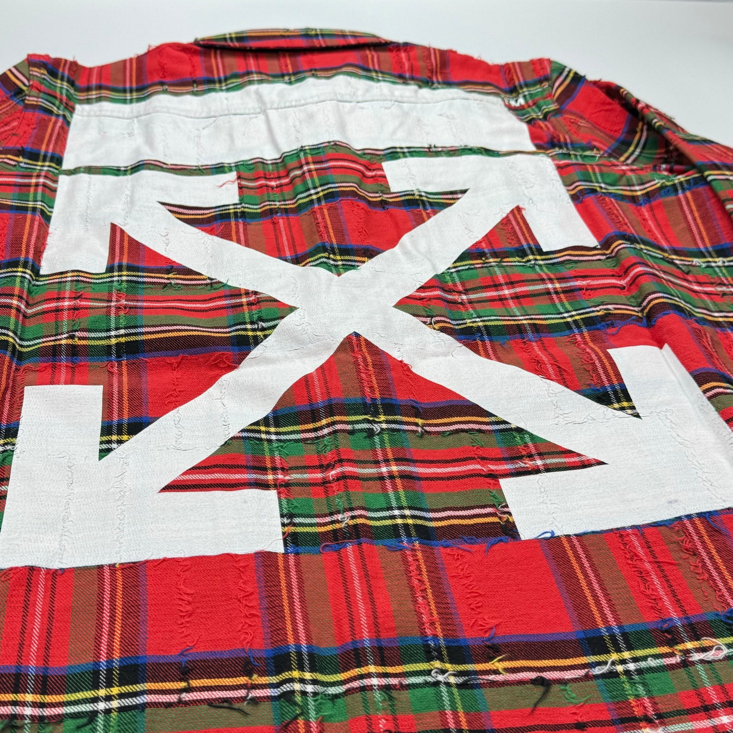 Off-White Distressed Red Flannel